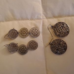 Two pair Silver costume earrings